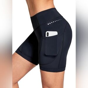 BALEAF Padded 4D Black Cycling Shorts with Pockets and 5" Inseam - Size S